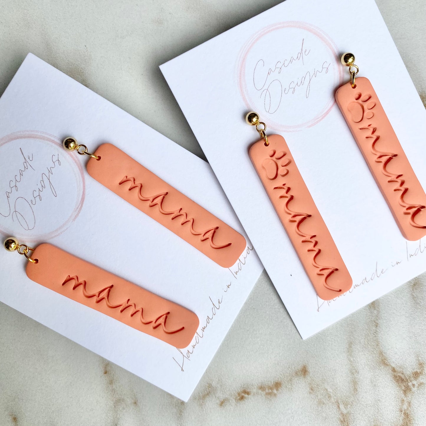 The Mama & Dog Mama | Mama and Pawprint Clay Earrings