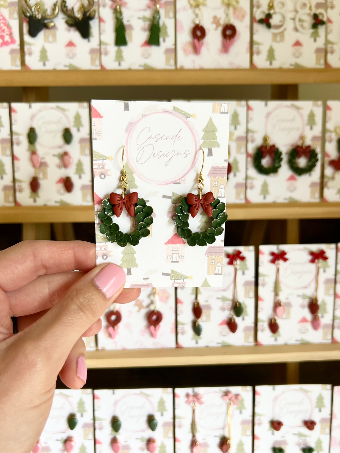 The Holli | Dusted Christmas Wreath Clay Earrings