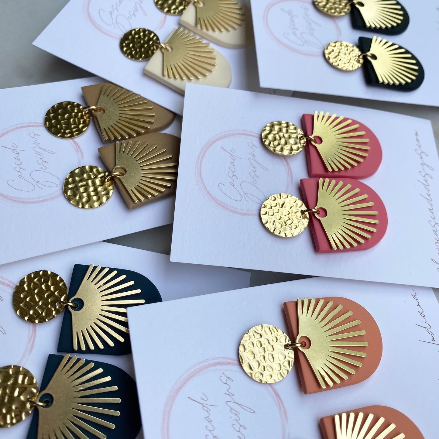 The Vera | Clay and Brass Art Deco Earrings