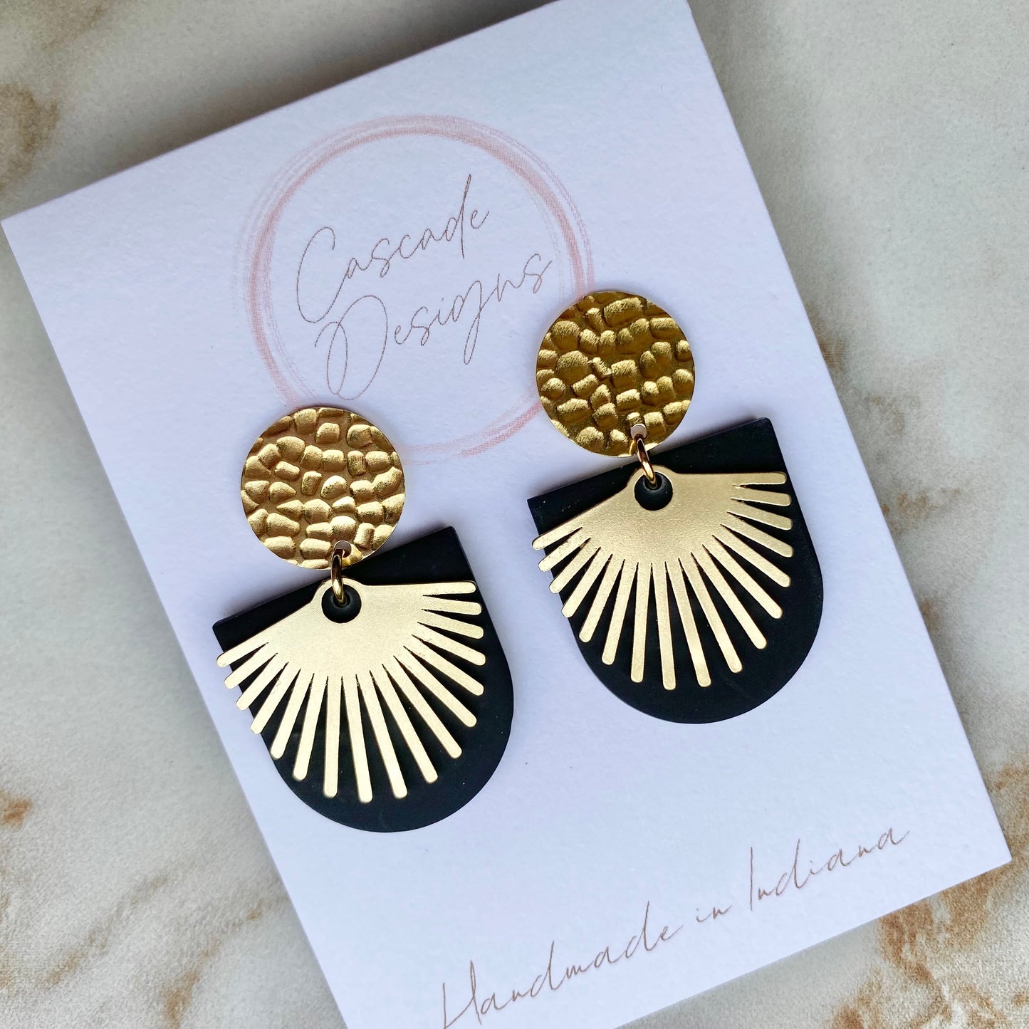 The Vera | Clay and Brass Art Deco Earrings