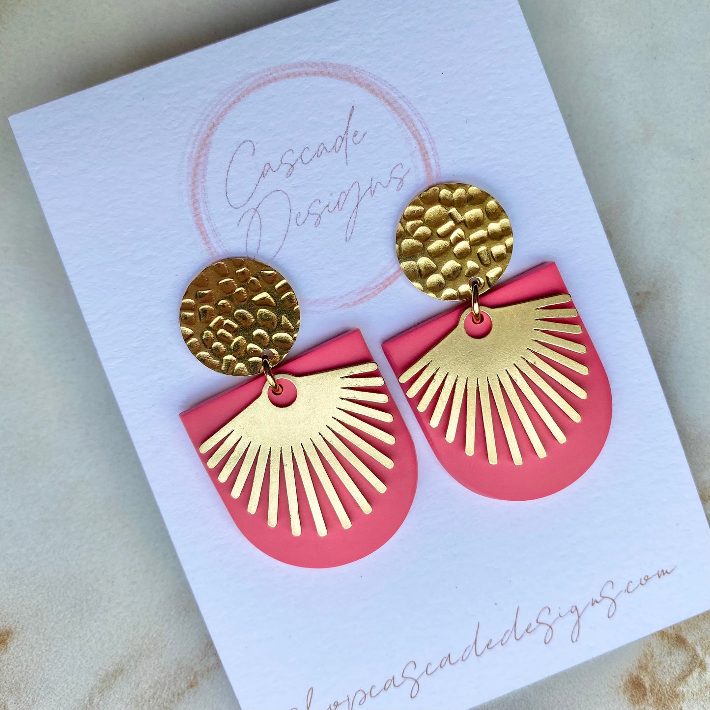 The Vera | Clay and Brass Art Deco Earrings