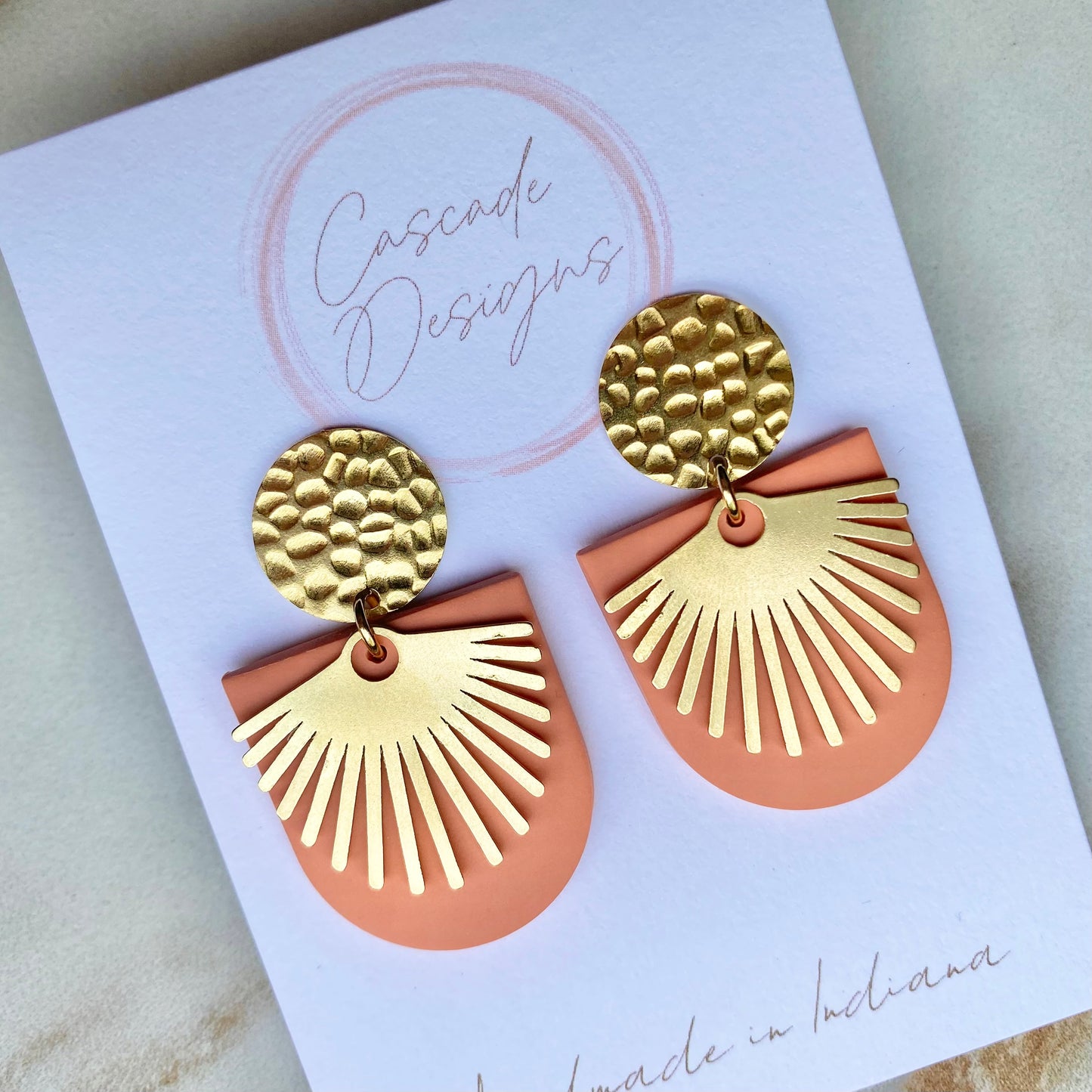 The Vera | Clay and Brass Art Deco Earrings