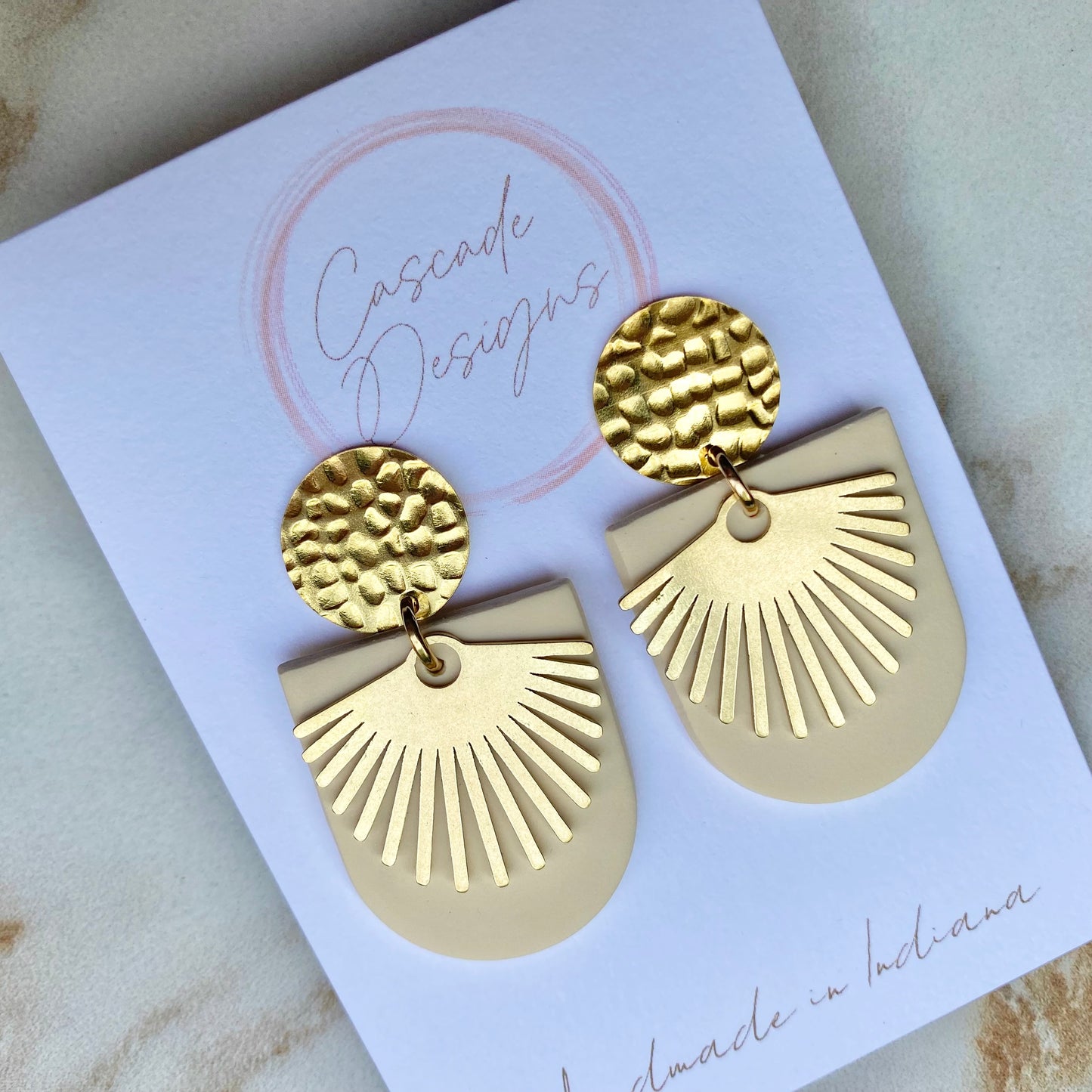 The Vera | Clay and Brass Art Deco Earrings