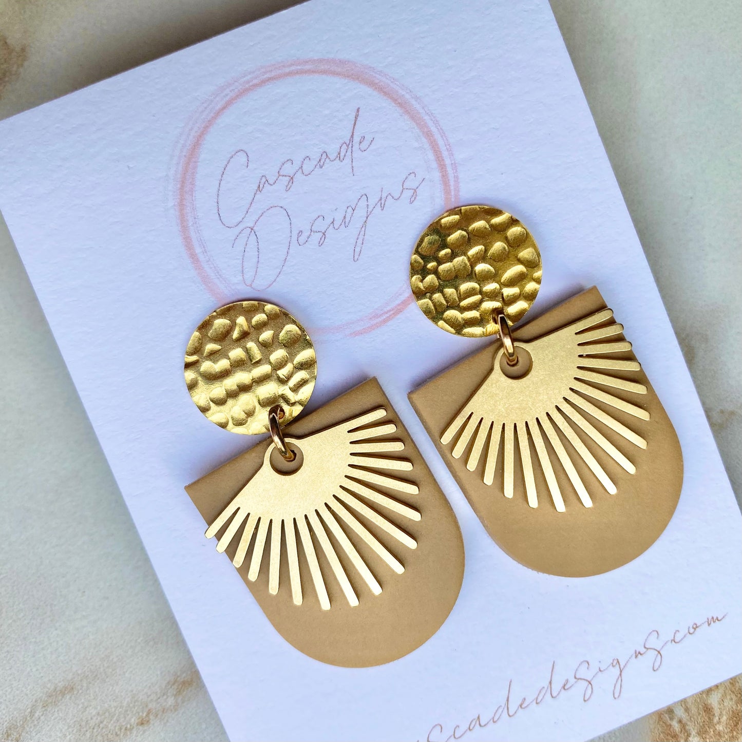 The Vera | Clay and Brass Art Deco Earrings