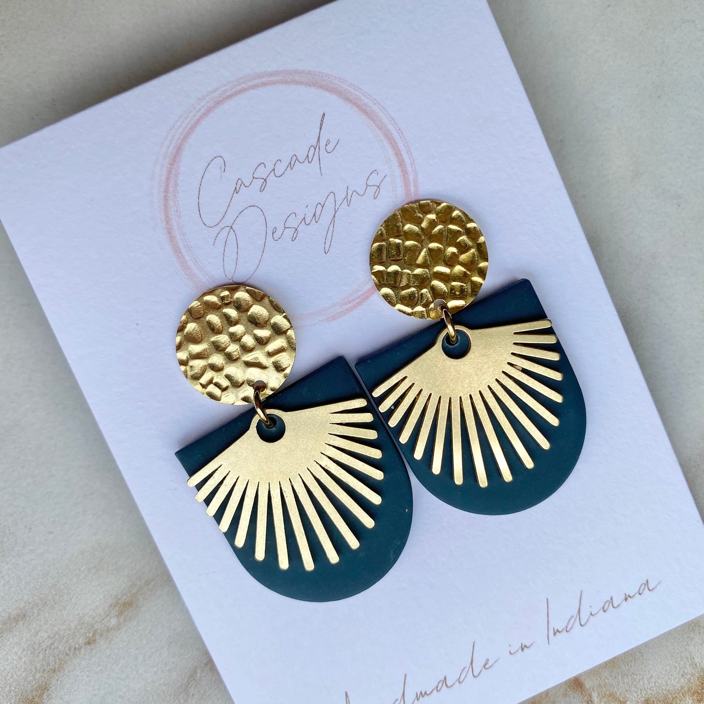 The Vera | Clay and Brass Art Deco Earrings