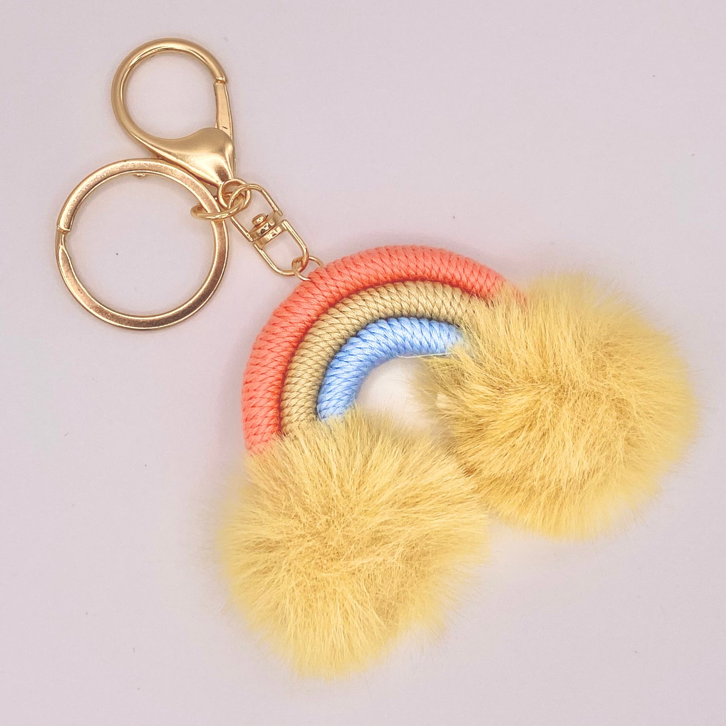 Rainbow Keychain with Plush Ball