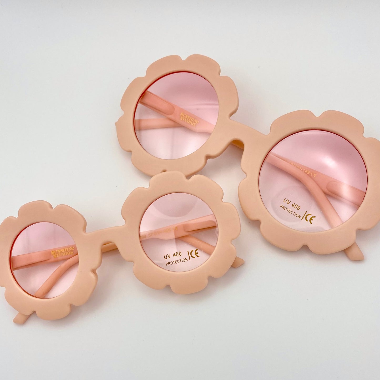 Adult Pink Flower Power Sunglasses