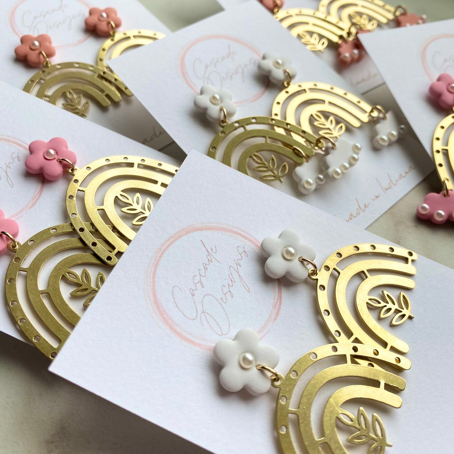 The Roxi | Flower, Pearl, and Rainbow Clay Earrings