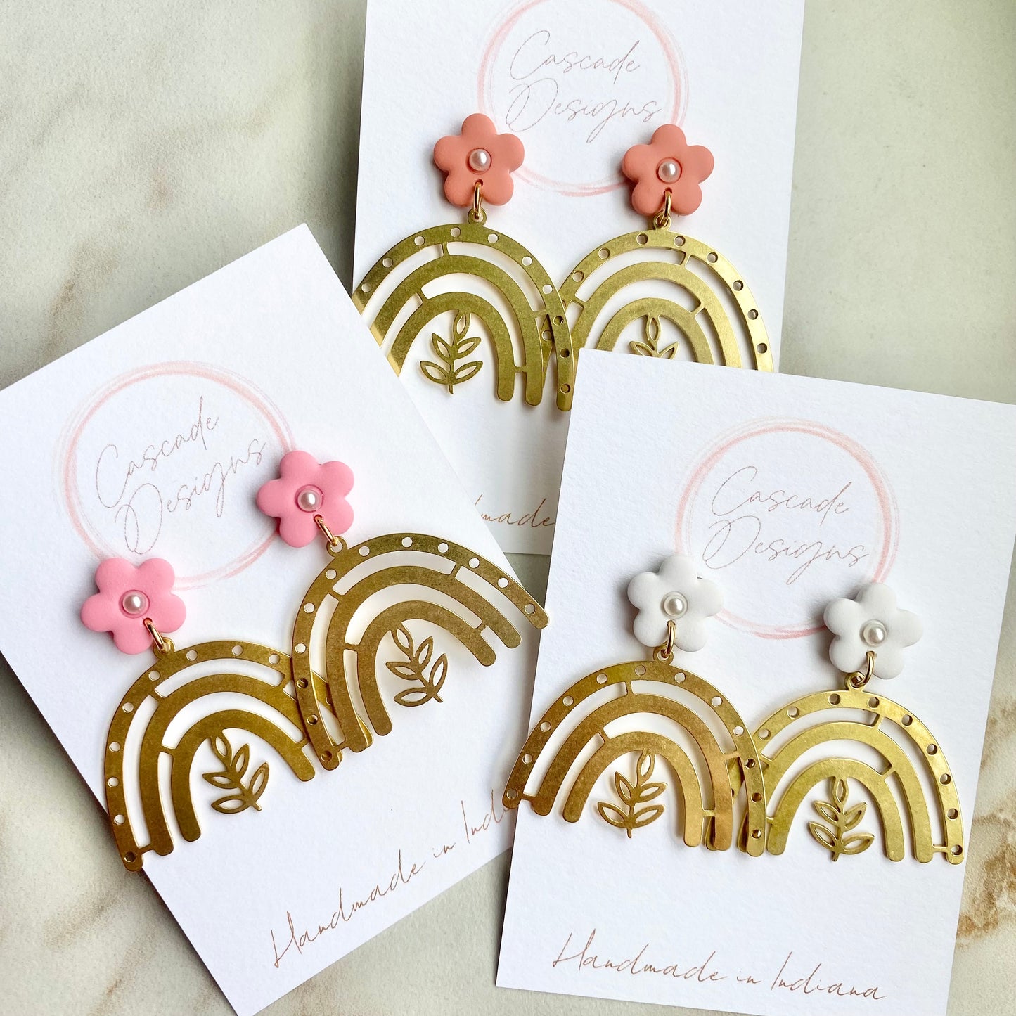The Roxi | Flower, Pearl, and Rainbow Clay Earrings