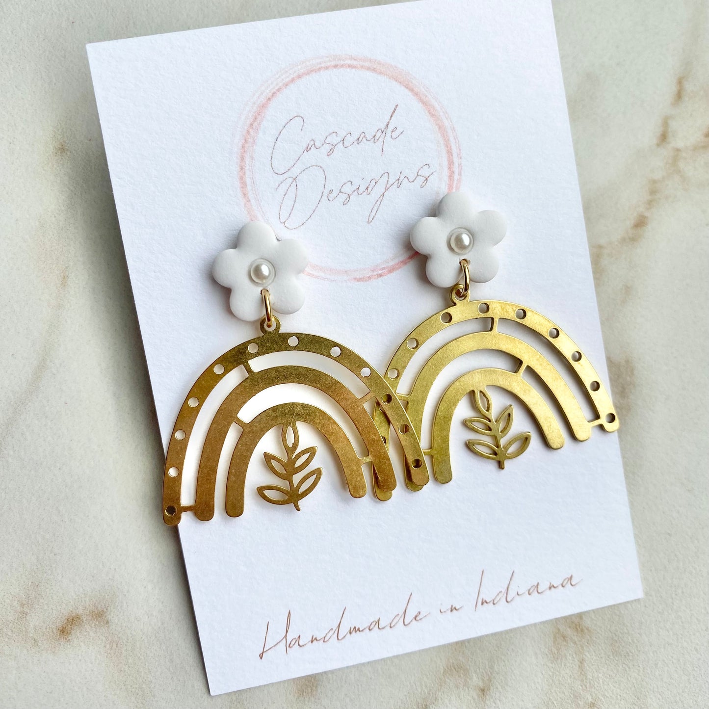 The Roxi | Flower, Pearl, and Rainbow Clay Earrings
