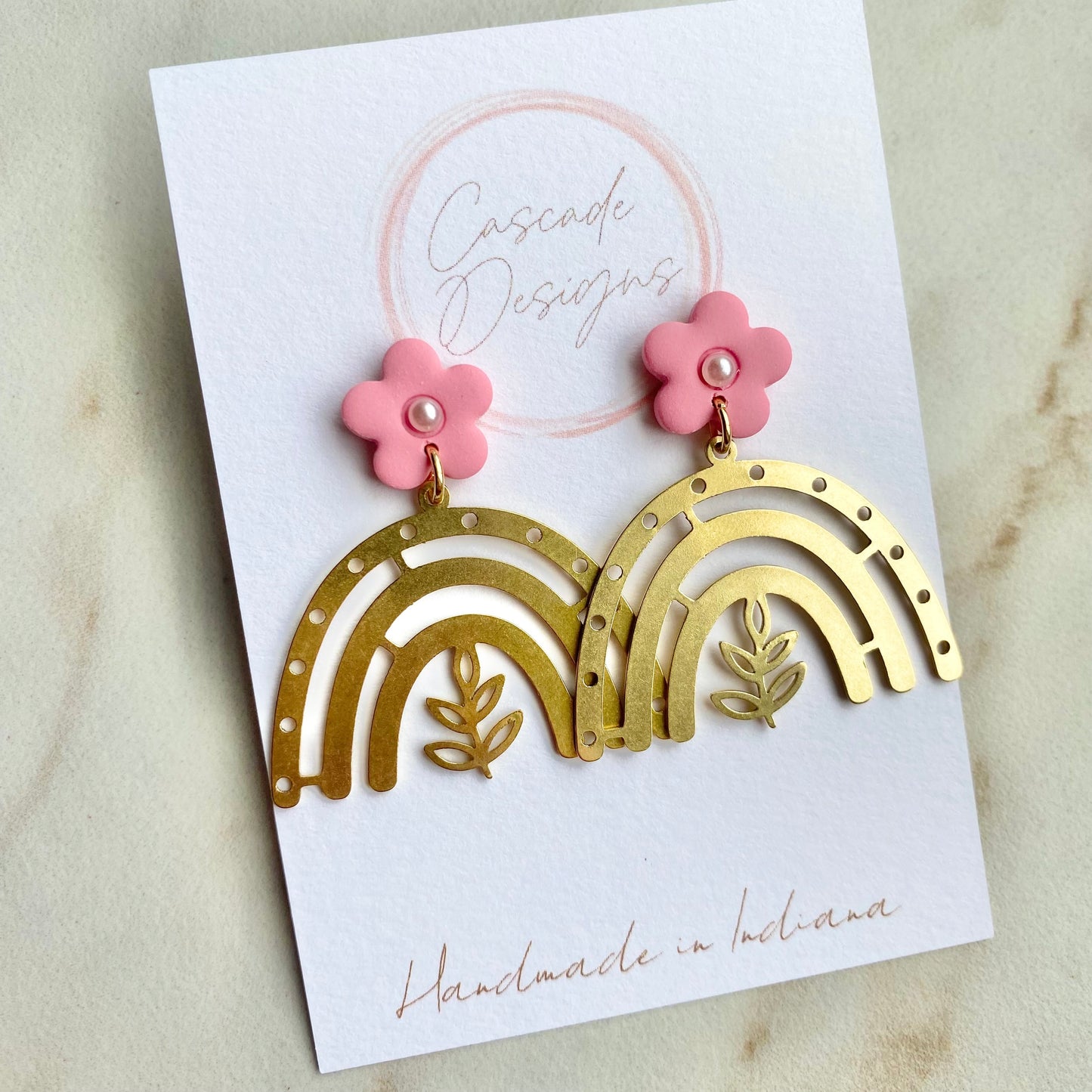 The Roxi | Flower, Pearl, and Rainbow Clay Earrings