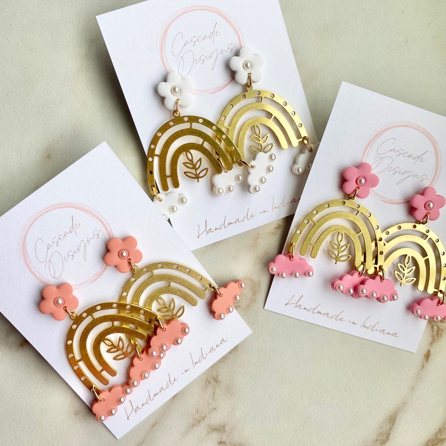 The Roxi | Flower, Pearl, and Rainbow Clay Earrings
