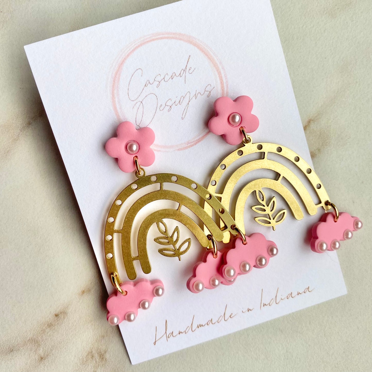 The Roxi | Flower, Pearl, and Rainbow Clay Earrings