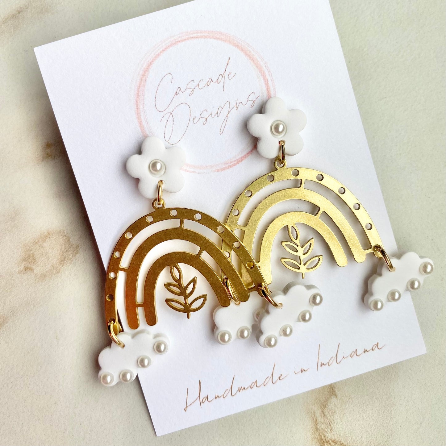 The Roxi | Flower, Pearl, and Rainbow Clay Earrings