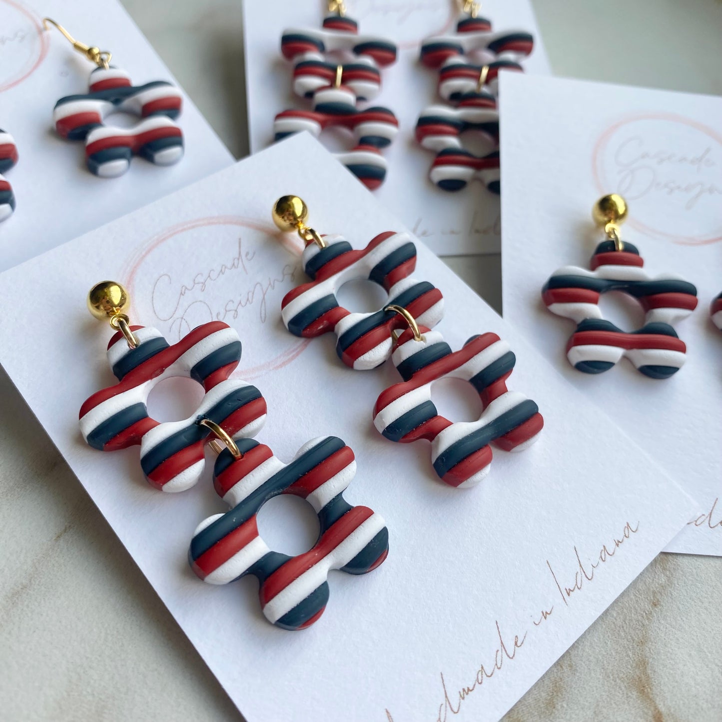 The Izzy Patriotic | Striped Flower Clay Earrings