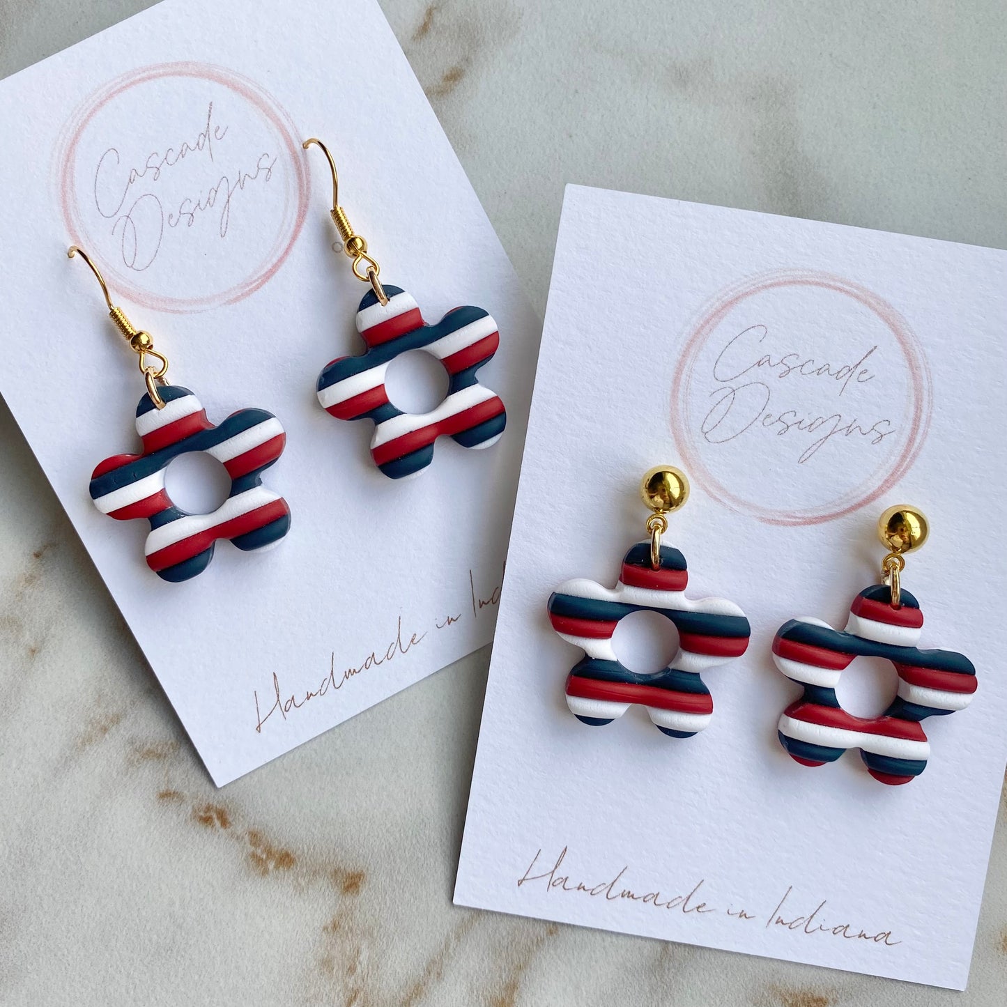 The Izzy Patriotic | Striped Flower Clay Earrings