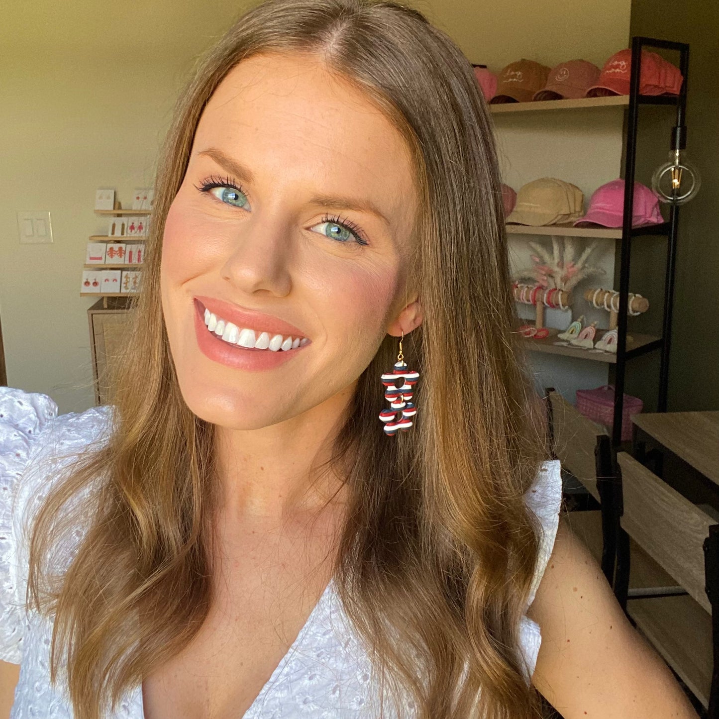 The Izzy Patriotic | Striped Flower Clay Earrings