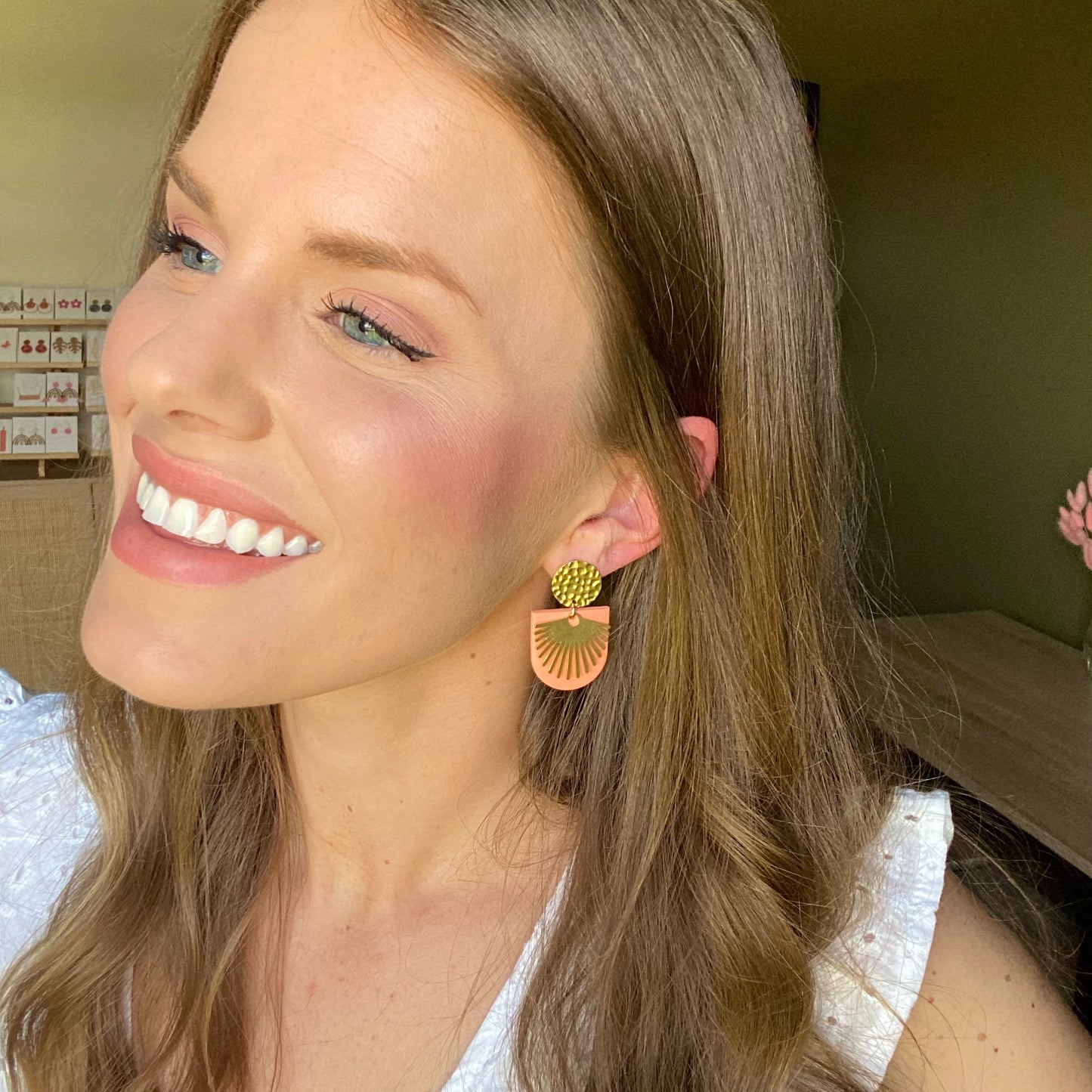 The Vera | Clay and Brass Art Deco Earrings