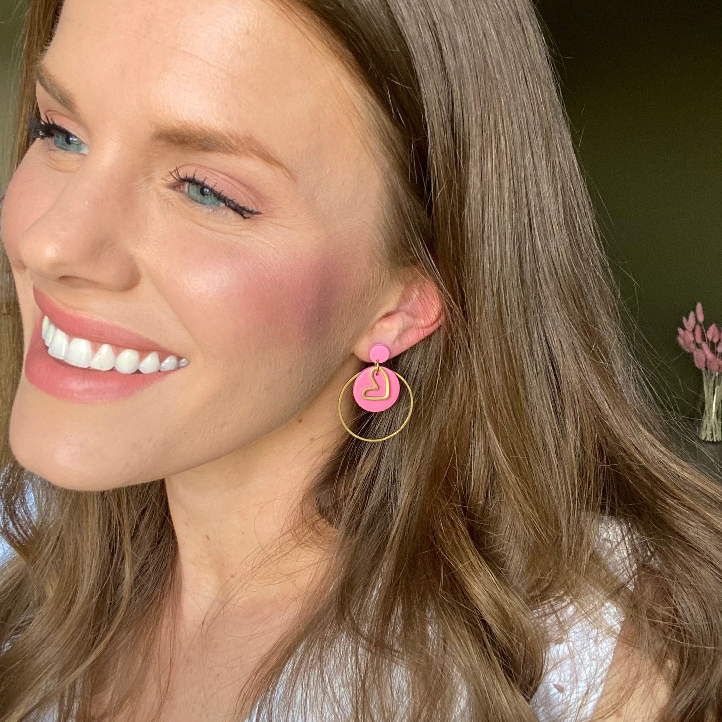 The Amor | Heart Hoop Clay Earrings