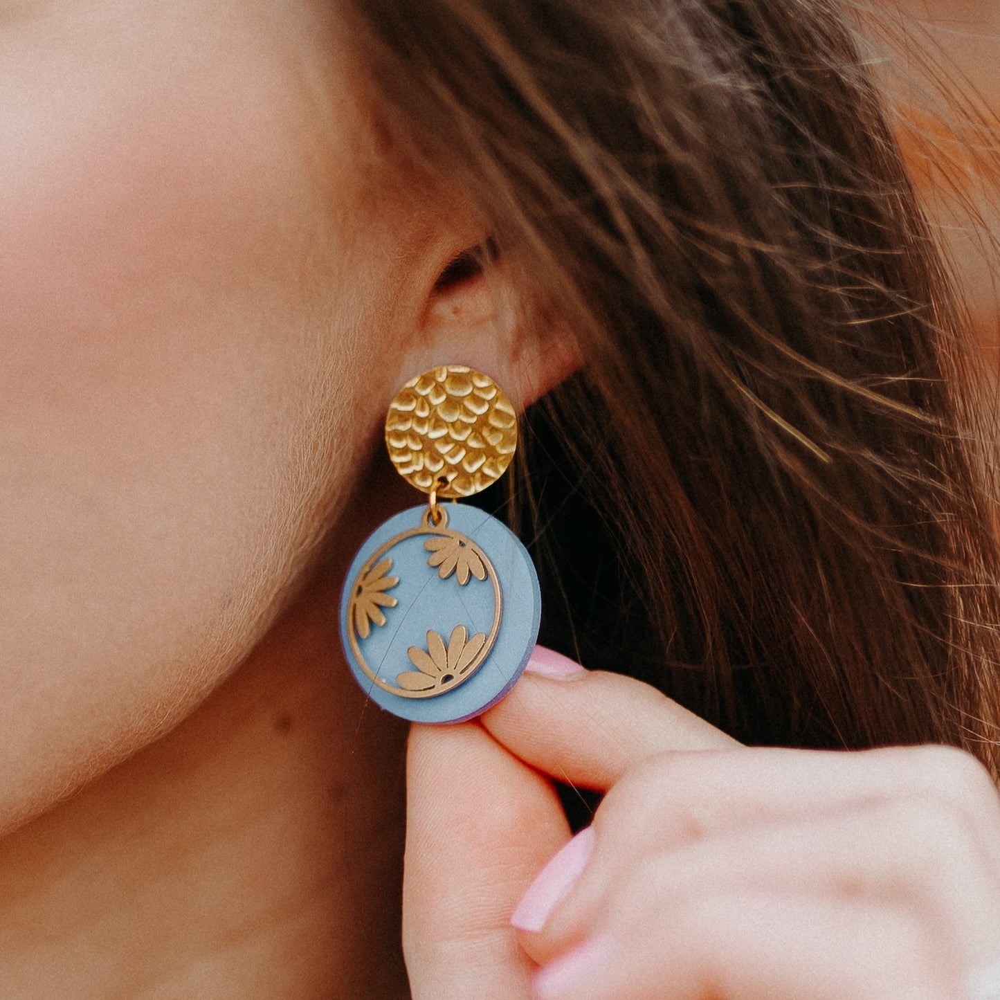 The Willa | Clay and Brass Flower Earrings