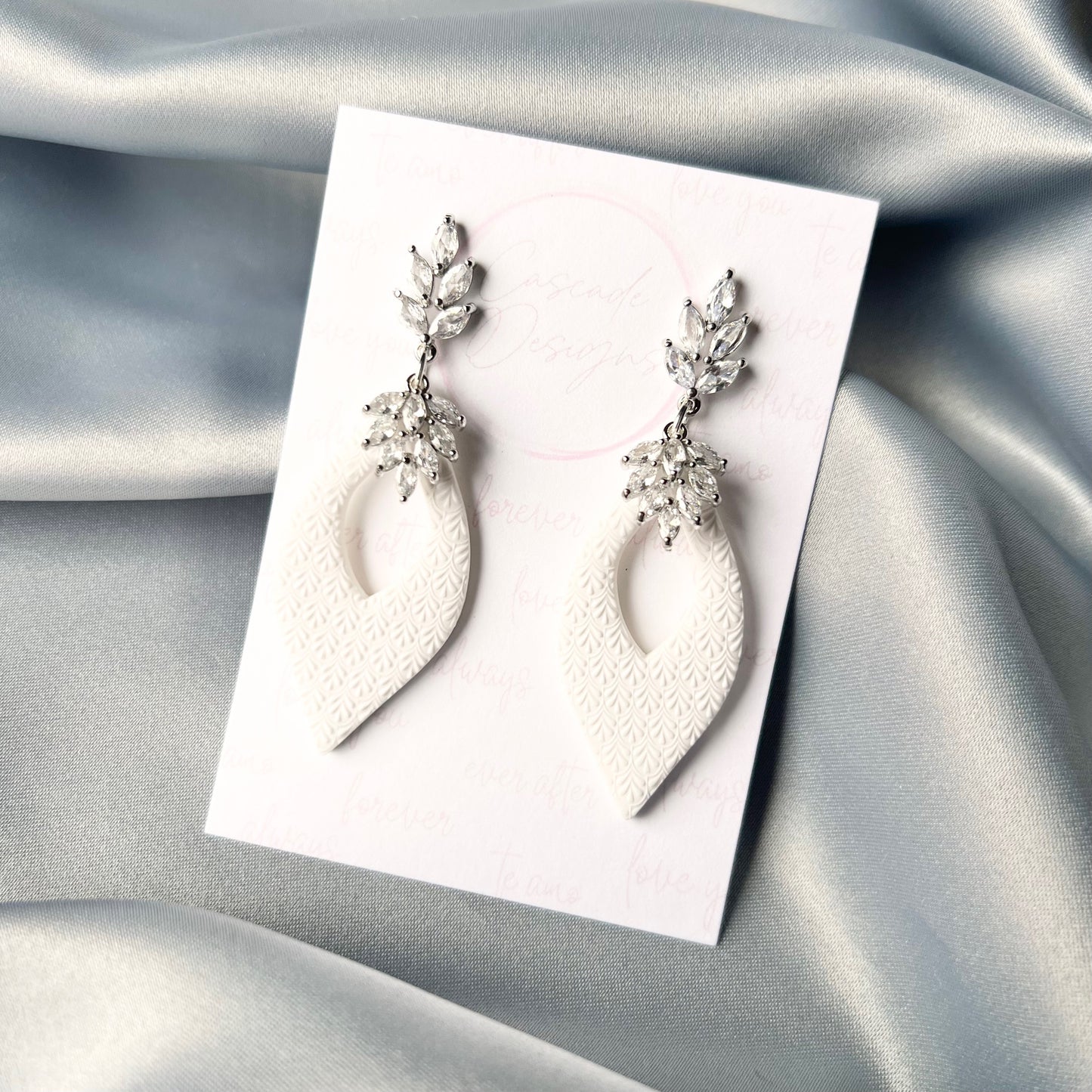 The Victoria | Bridal Crystal Textured Clay Earrings