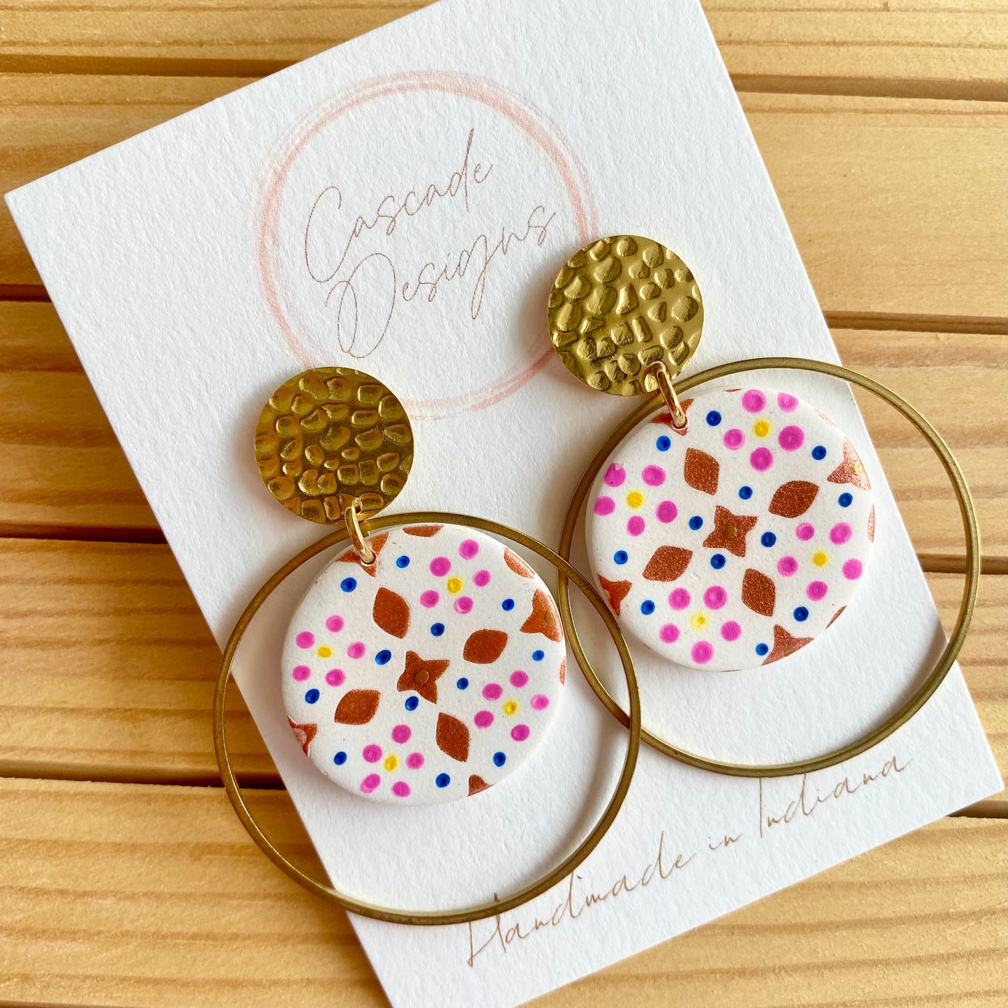 The Esmeralda | Moroccan Hoop and Rectangle Clay Earrings