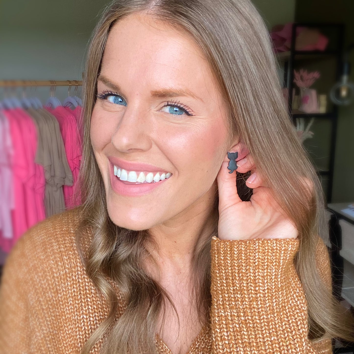The Shadow | Black Cat Clay Earrings