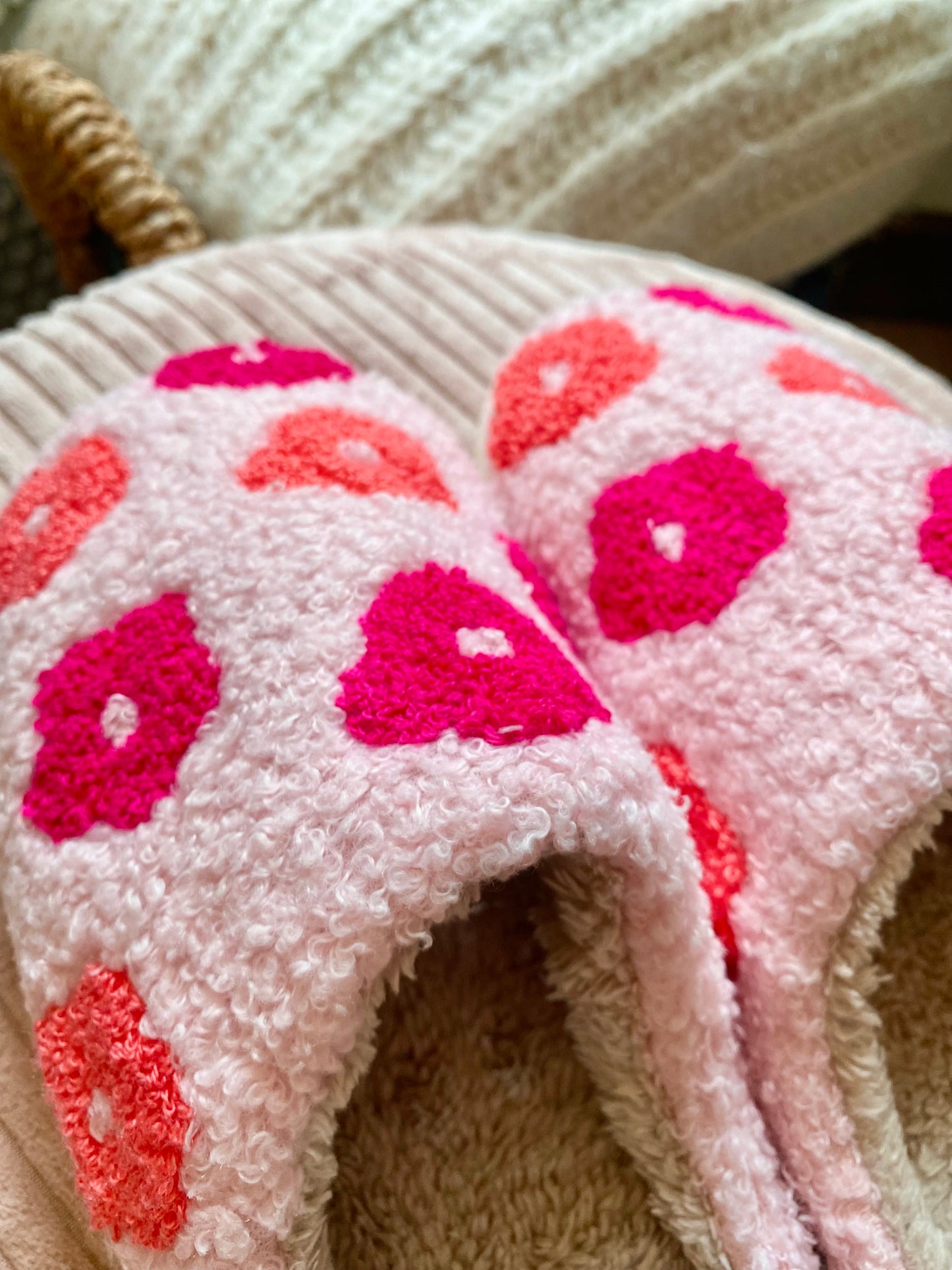 Fuzzy Flower Slippers