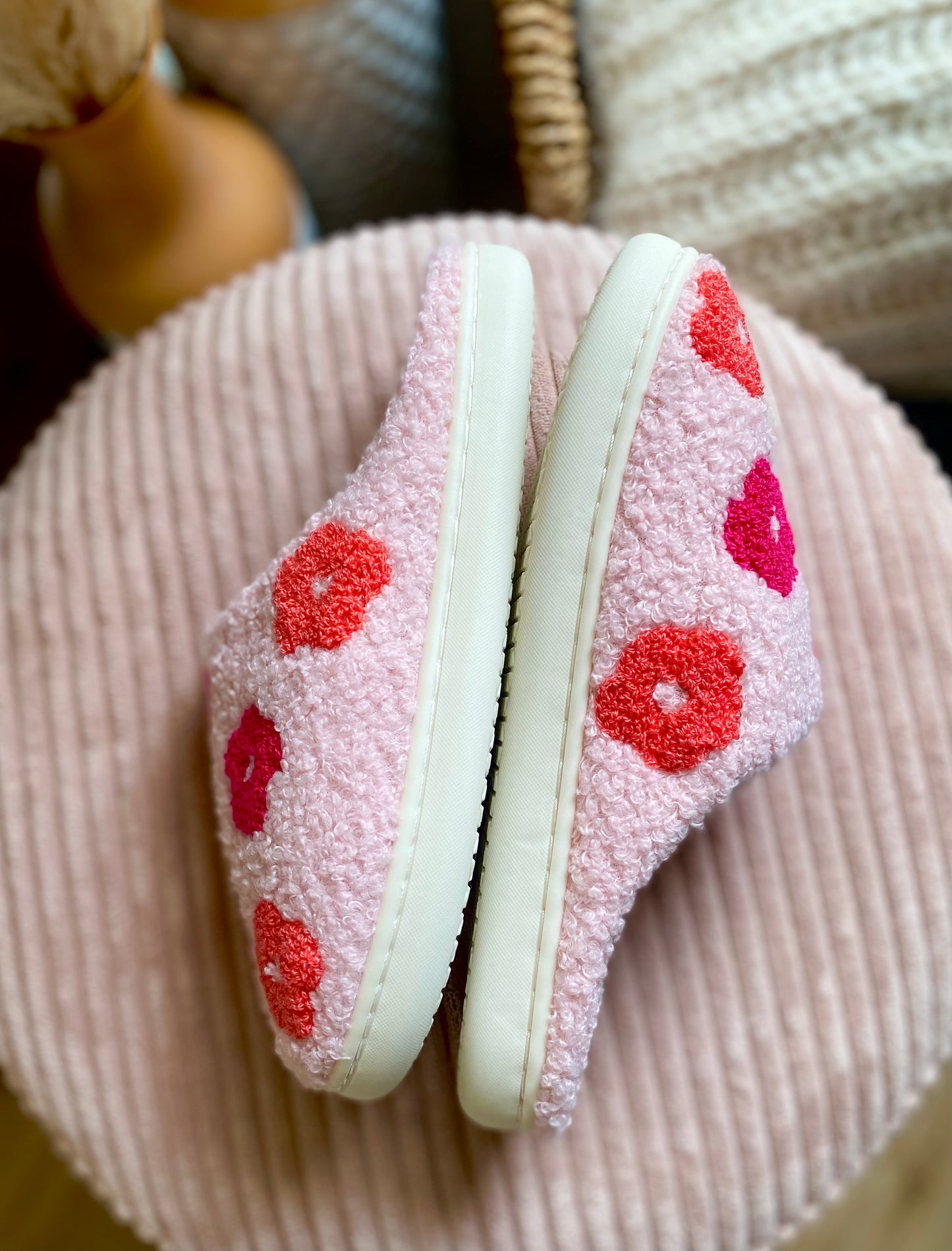Fuzzy Flower Slippers