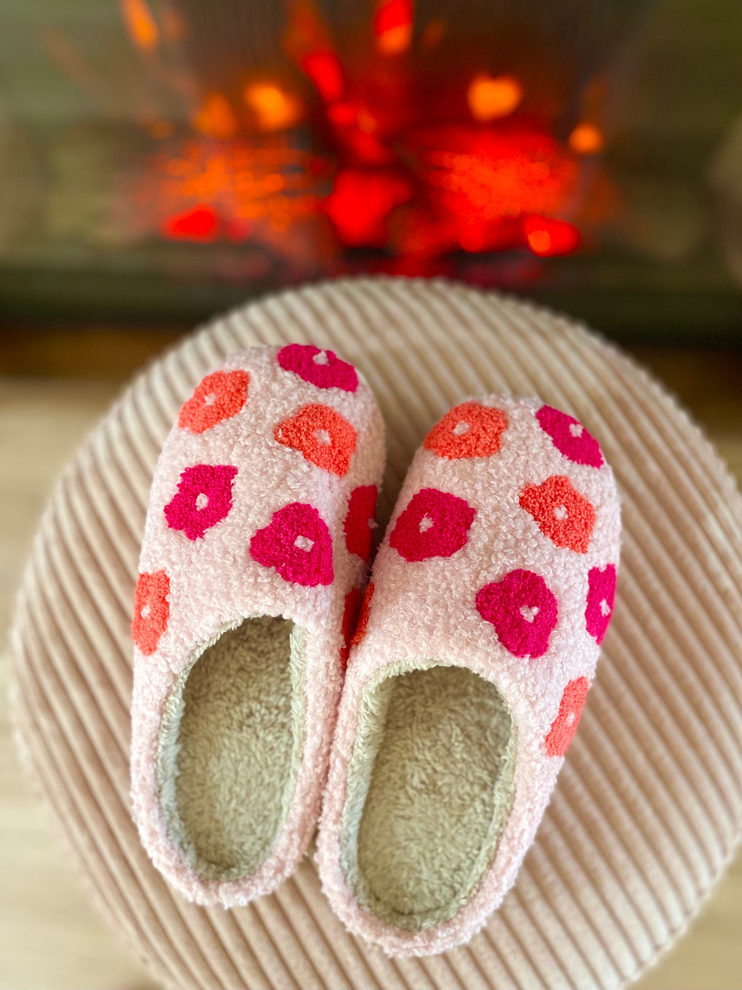 Fuzzy Flower Slippers