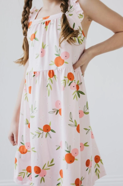 Tangerine Ruffle Cross Back Dress