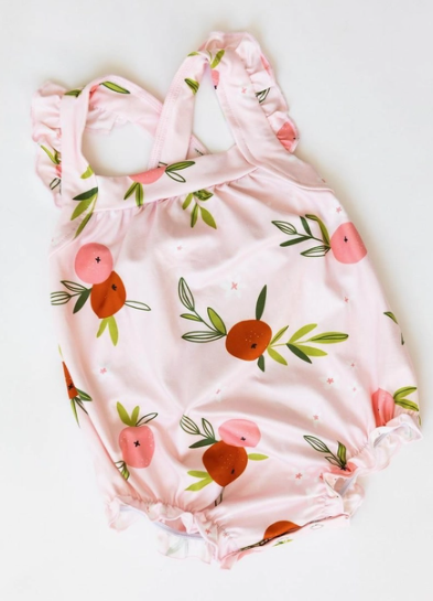Tangerine Ruffle Cross Back Romper