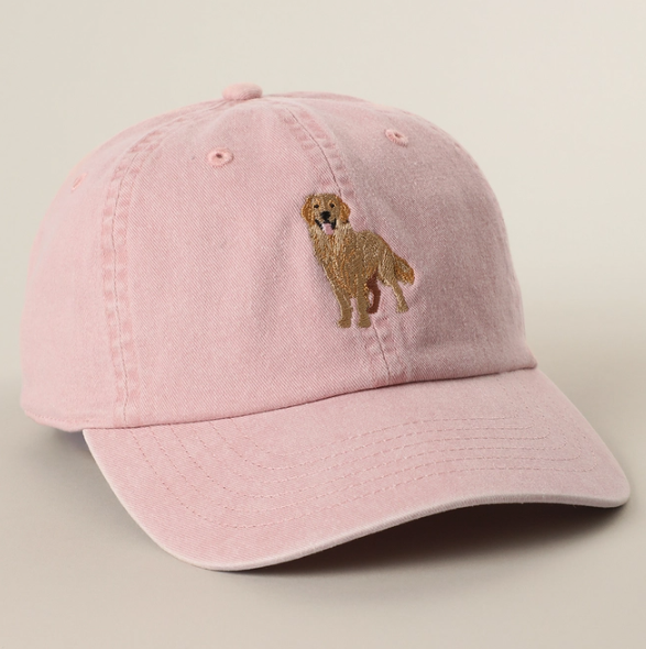 Golden Retriever Embroidered Dyed Cotton Baseball Cap
