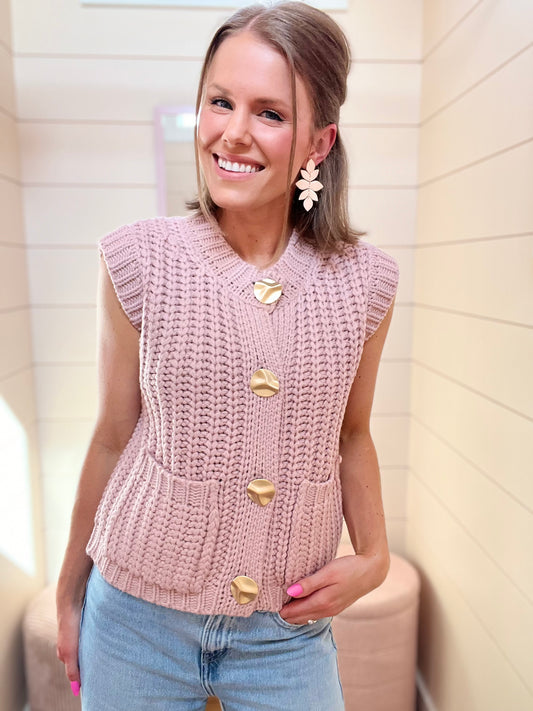 Mauve Chunky Knit Vest