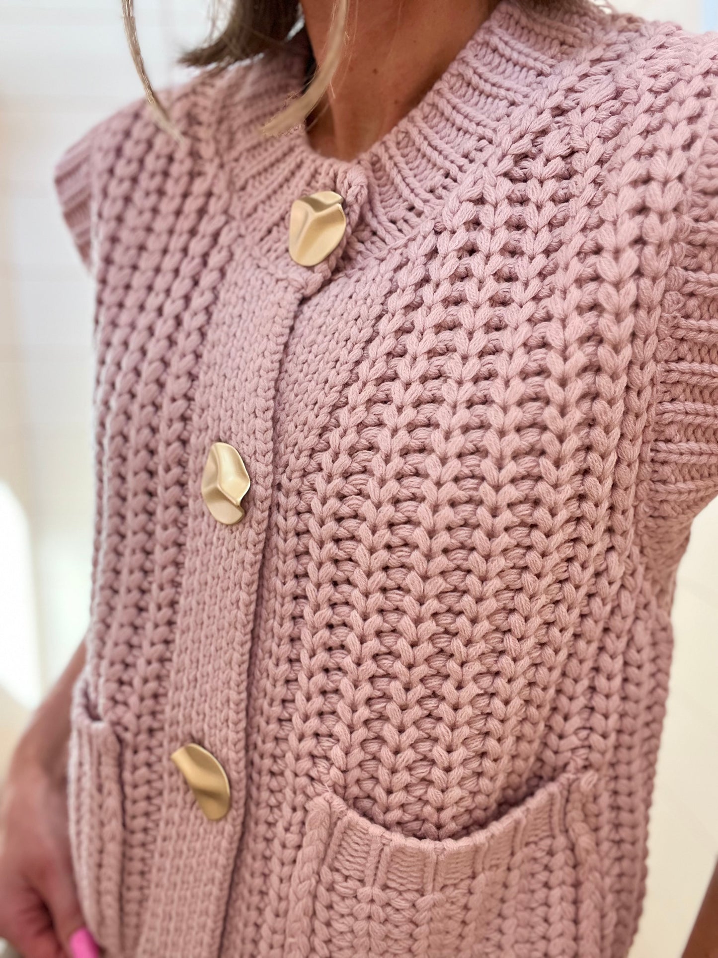Mauve Chunky Knit Vest