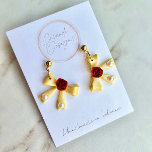 The Enchanted Bow | Gold Rose Bow Earrings