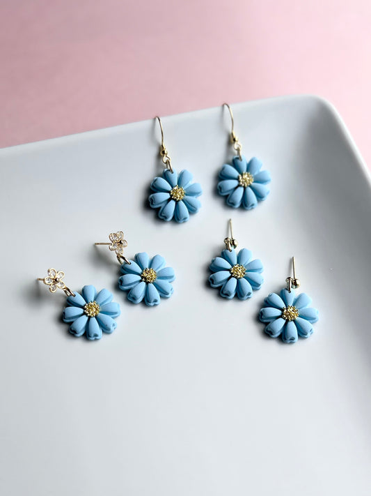 The Ren | Blue Flower Clay Earrings