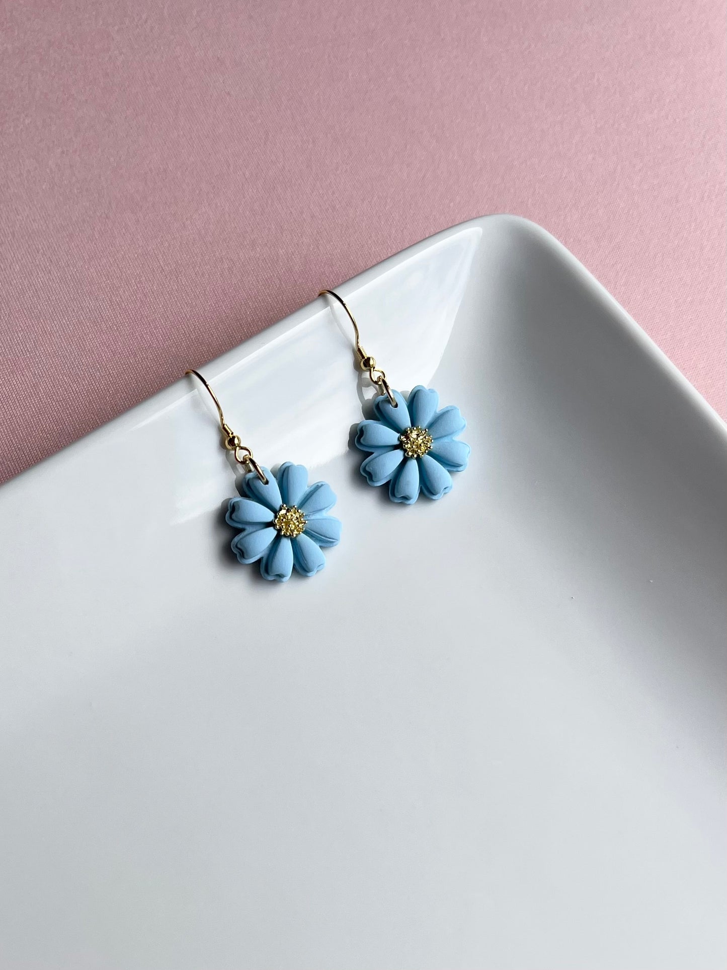 The Ren | Blue Flower Clay Earrings