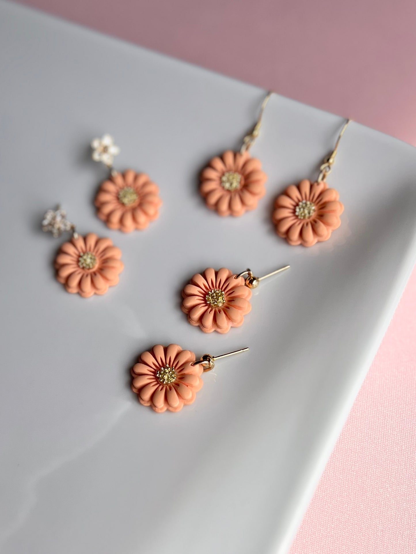 The Eve | Peach Flower Clay Earrings
