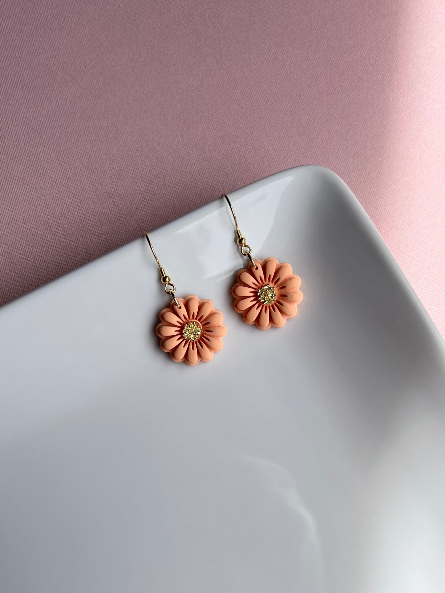 The Eve | Peach Flower Clay Earrings