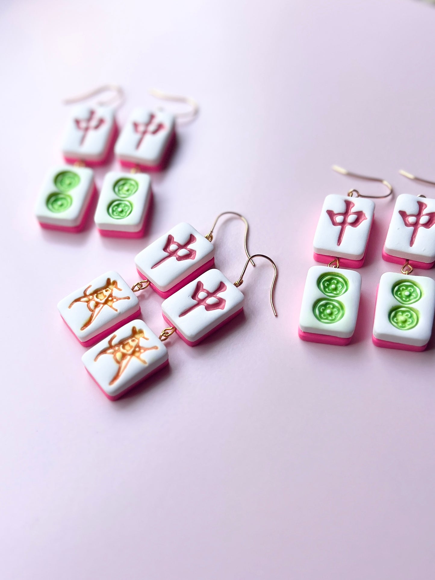 The Mahjong | Chinese Tile Clay Earrings