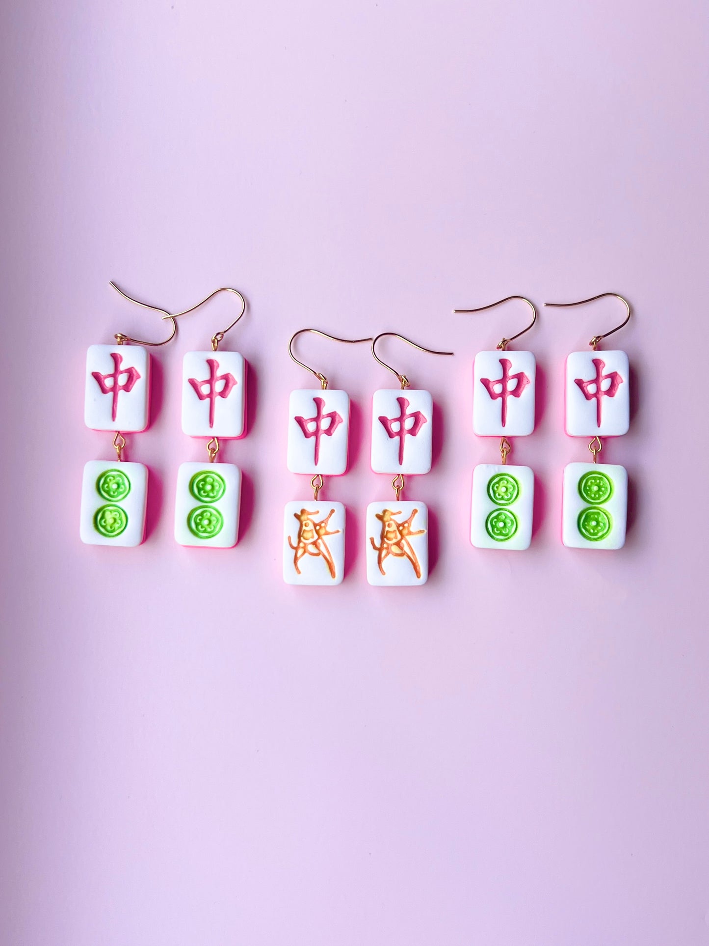 The Mahjong | Chinese Tile Clay Earrings