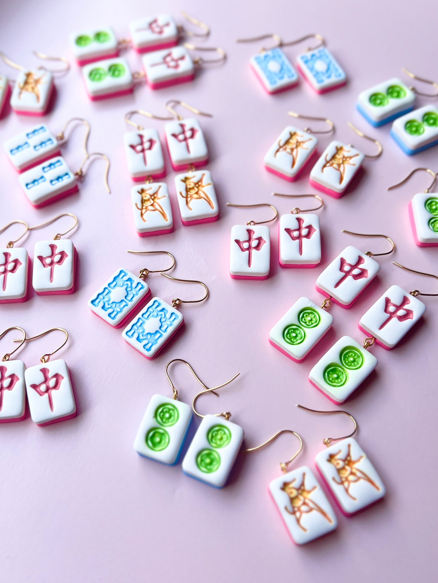 The Mahjong | Chinese Tile Clay Earrings