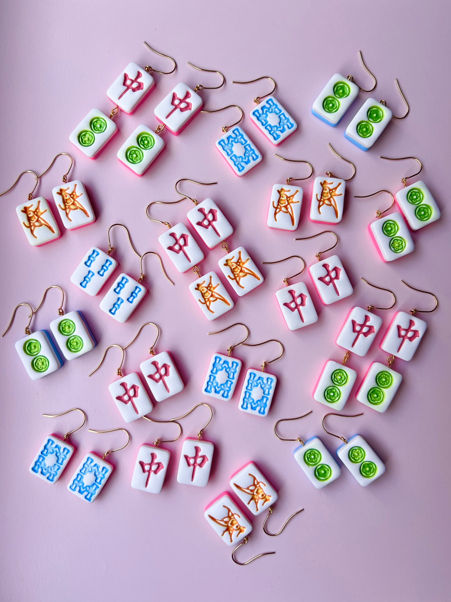 The Mahjong | Chinese Tile Clay Earrings