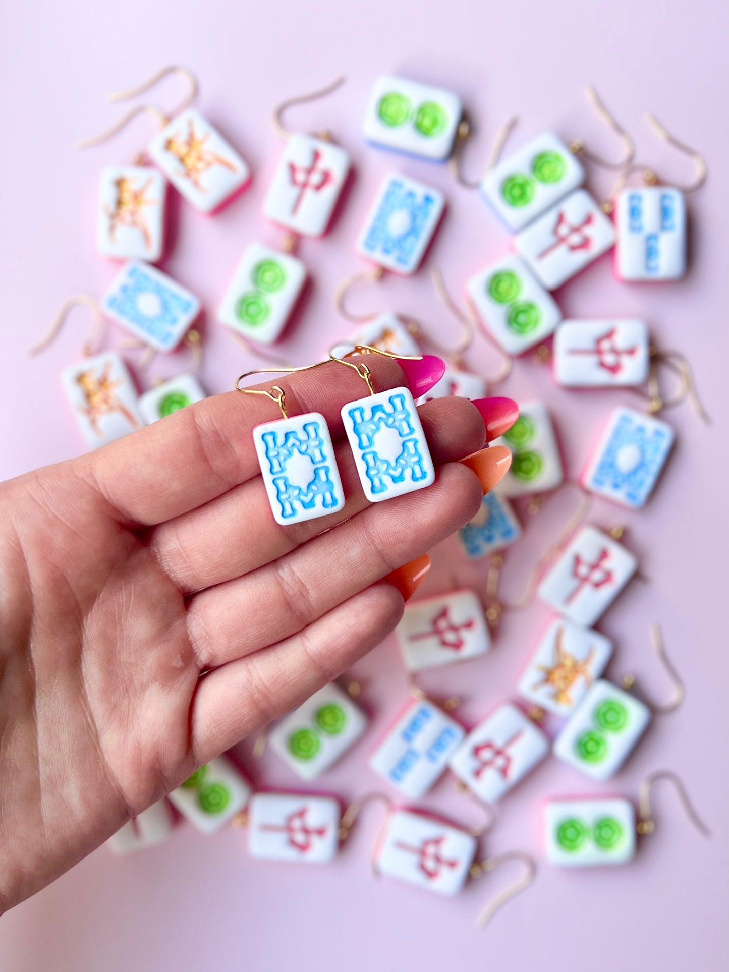 The Mahjong | Chinese Tile Clay Earrings