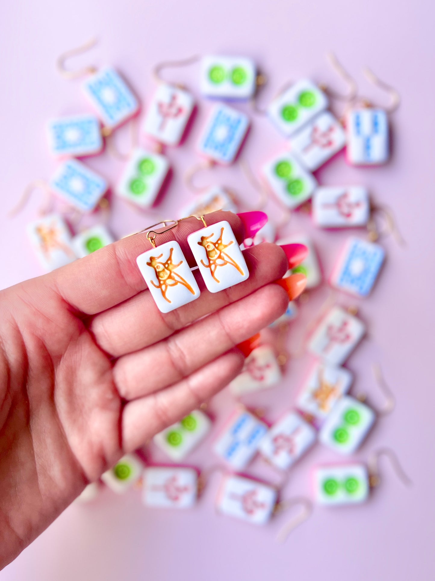 The Mahjong | Chinese Tile Clay Earrings