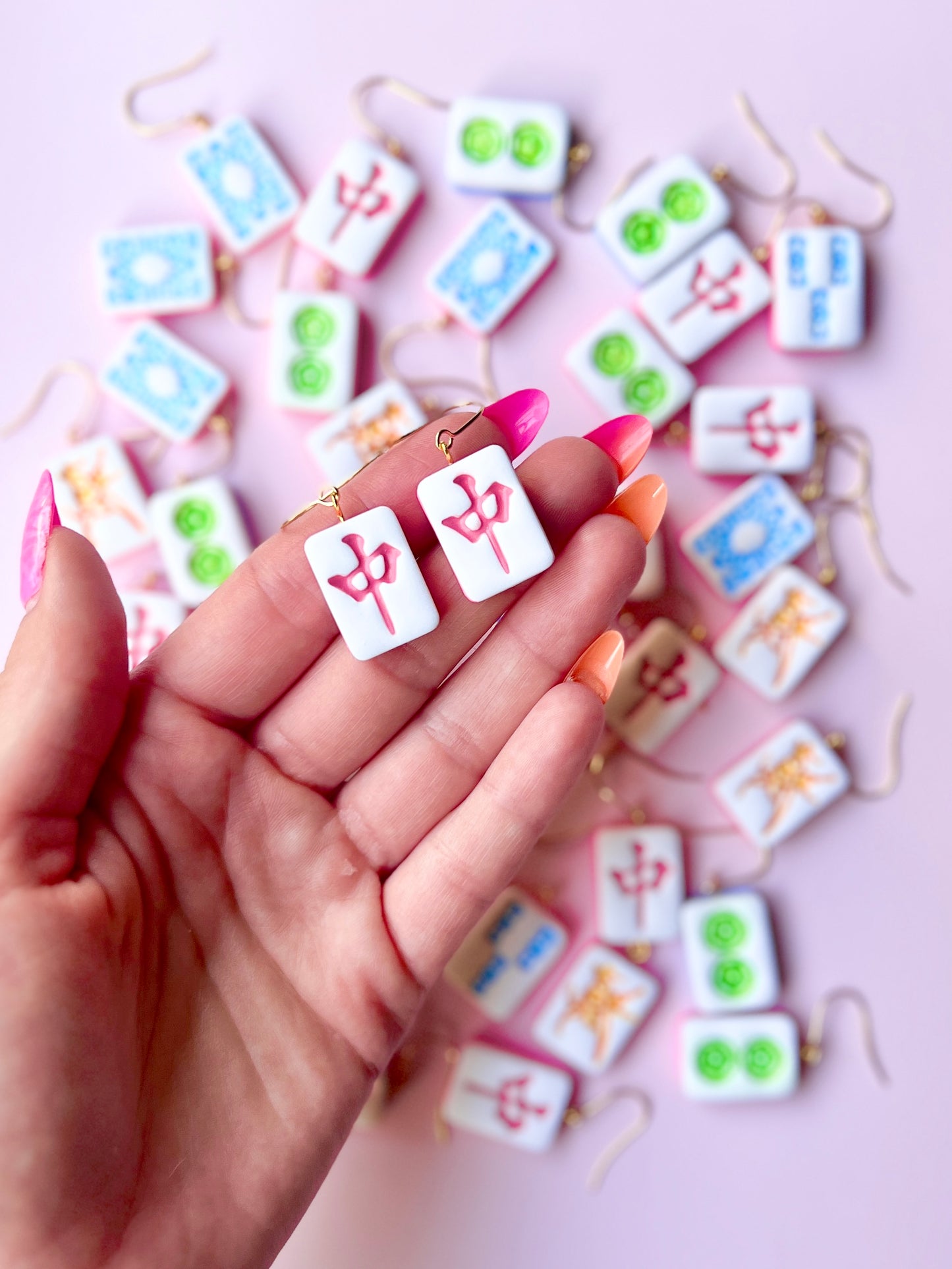 The Mahjong | Chinese Tile Clay Earrings
