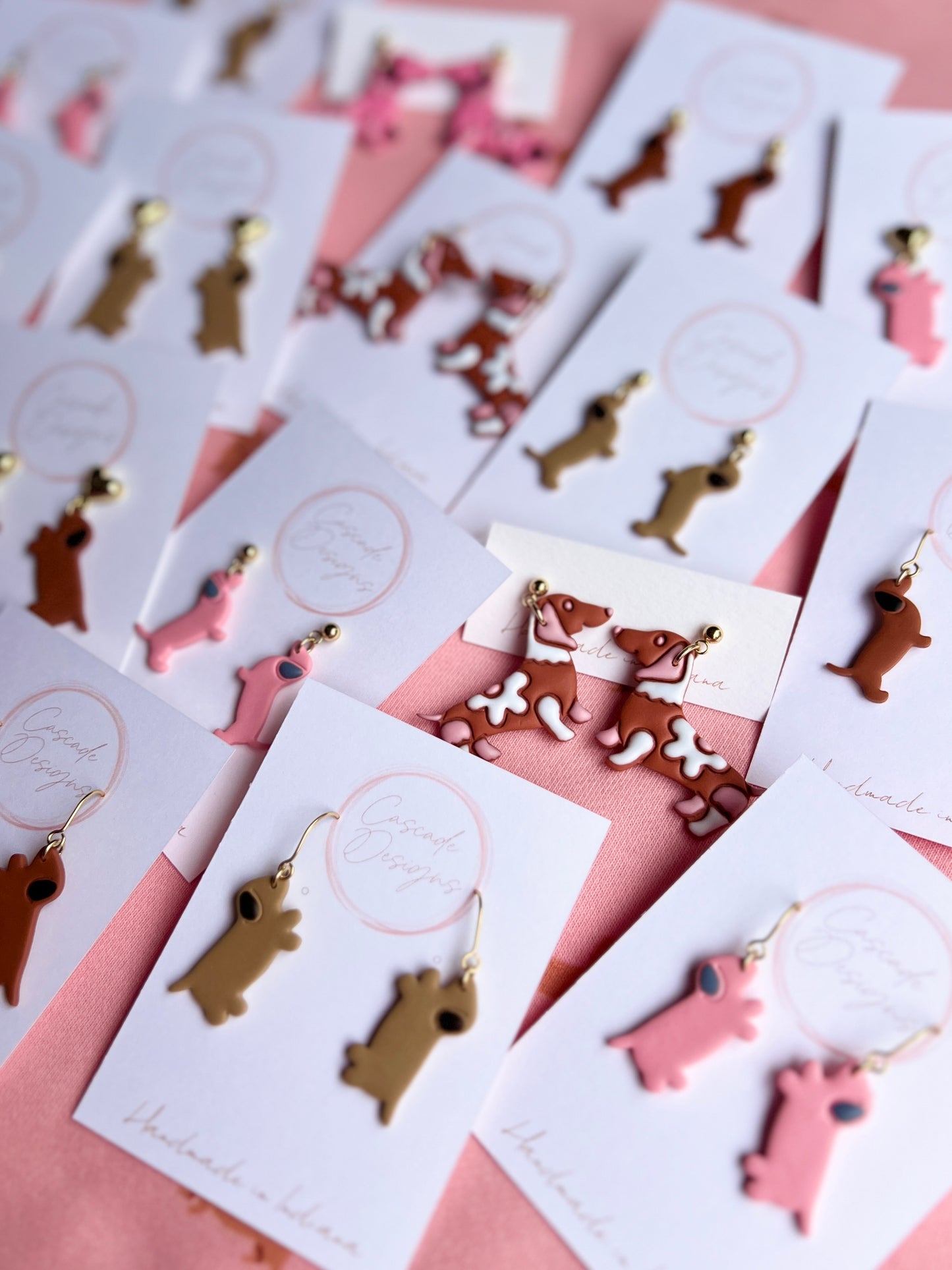 The Dashing Dachshund | Wiener Dog Flower Clay Earrings