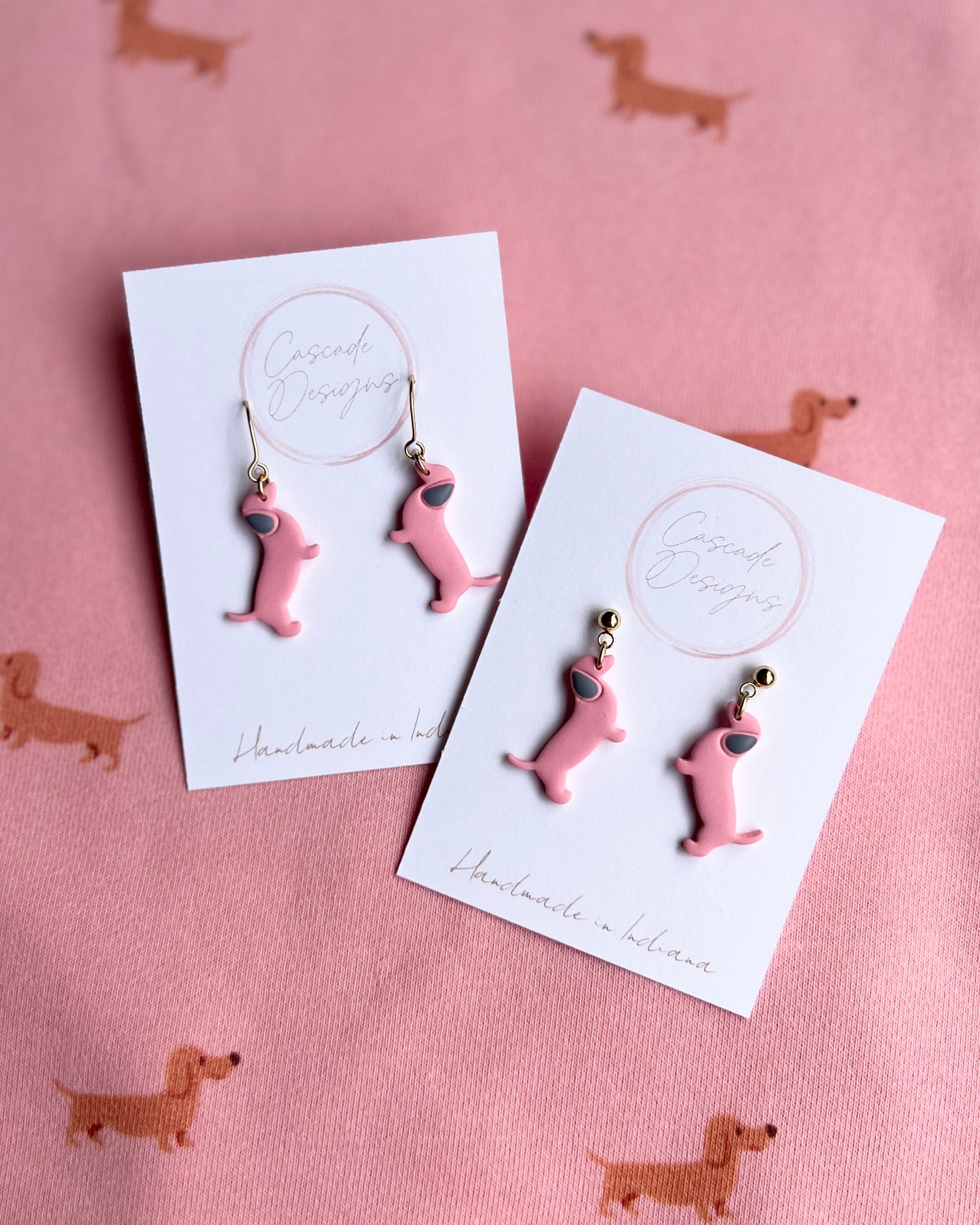 The Baby Dachshund | Wiener Dog Clay Earrings