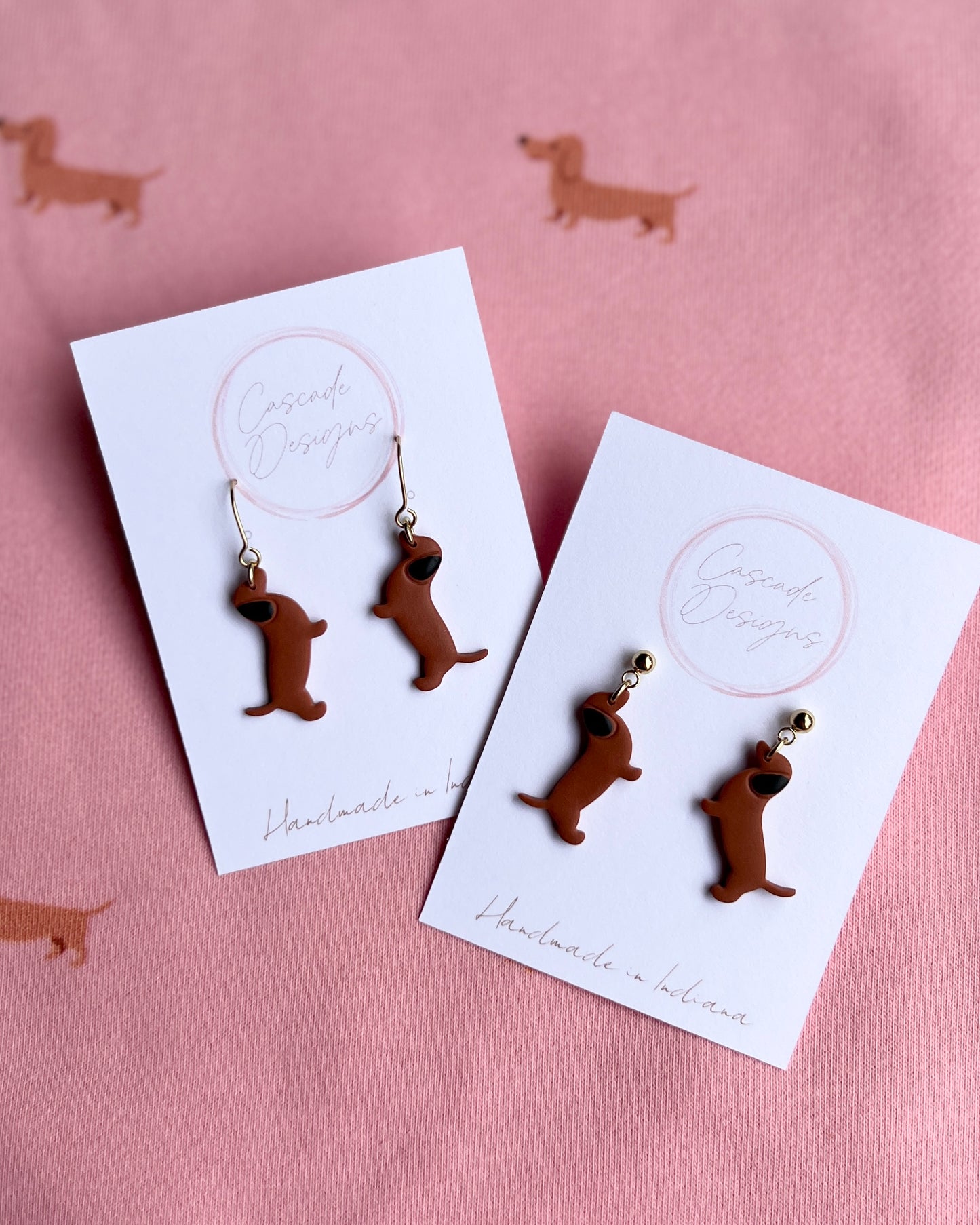 The Baby Dachshund | Wiener Dog Clay Earrings